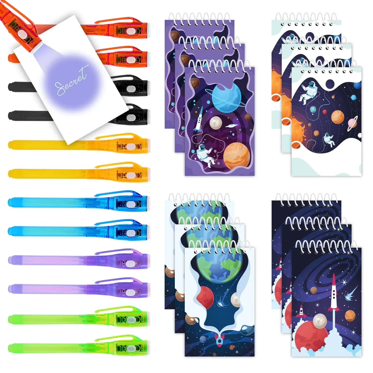 Herofiber Space Party Favors Set of 12 Invisible Ink Pens and Mini