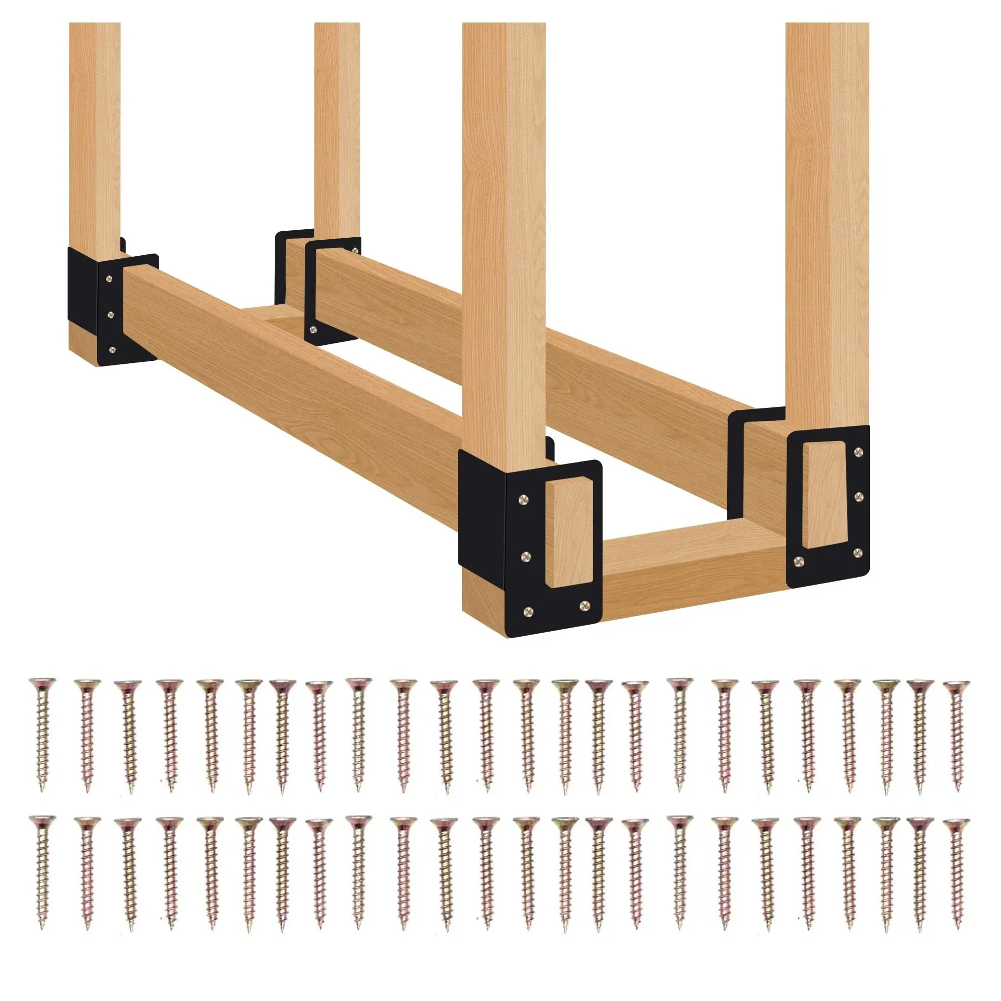 4 Pack Firewood Log Storage Rack Bracket Indoor Outdoor Adjustable Heavy Duty