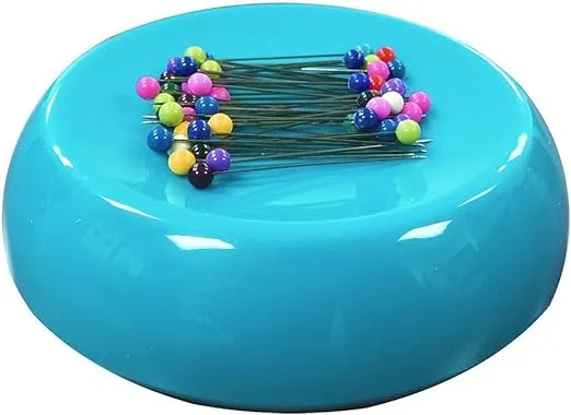 Grabbit Magnetic Sewing Pincushion with 50 Plastic Head Pins, Teal
