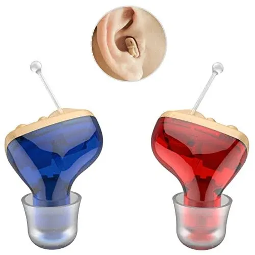 A Pair of CIC Digital Hearing Amplifier Invisible Ear Sound a pair red blue 