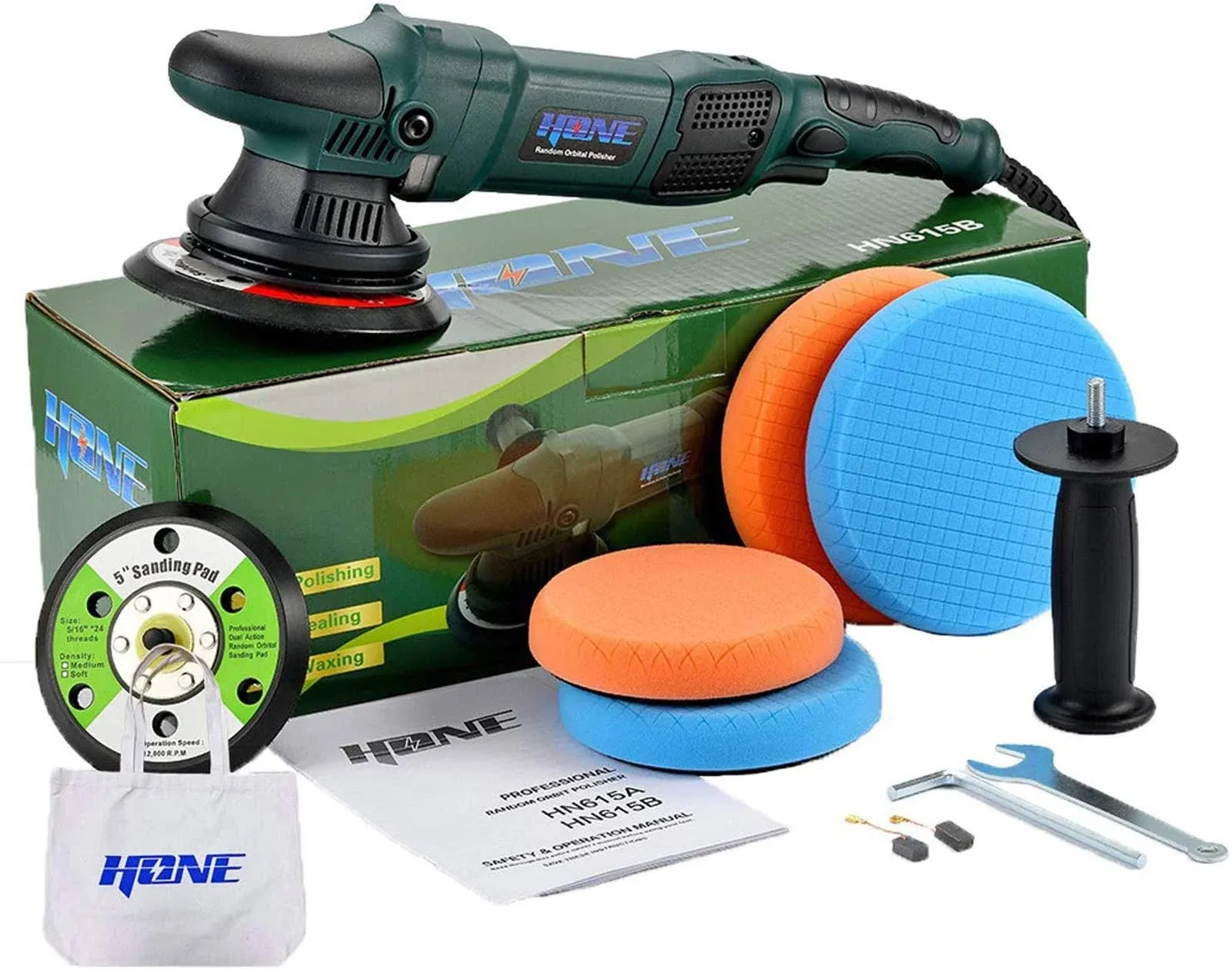 Hone Car Polisher, 15mm Long-Throw Random Orbital Polisher, Buffer for Car ...