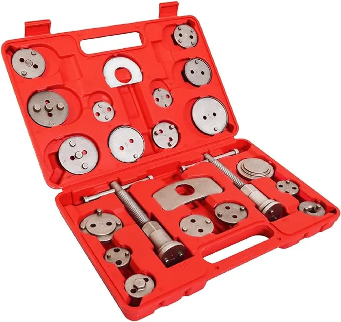 BIG RED Torin 22 PCS Brake Caliper Press Tool Kit, Disc Brake Piston Caliper Compressor Tool Set for Brake Pad Replacement Reset, Red, ATRHS-E3318BR