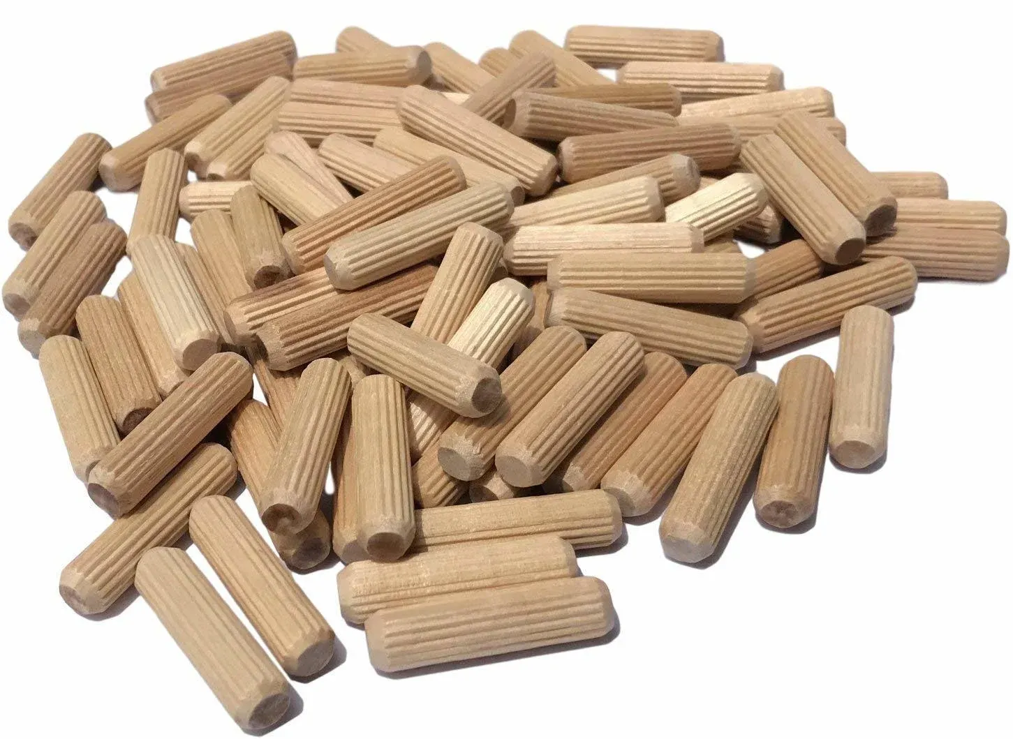 100 Pack 3/8&#034; x 2&#034; Wooden Dowel Pins Wood Kiln Dried Fluted and Beveled, Made of