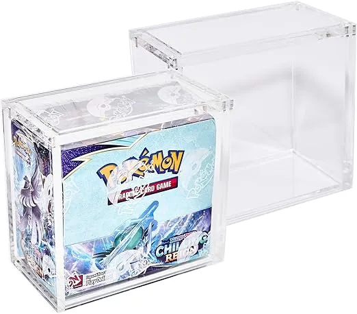 Acrylic Display Case Compatible with Pokemon Booster Box Stackable Magnetic Top Premium UV Protection