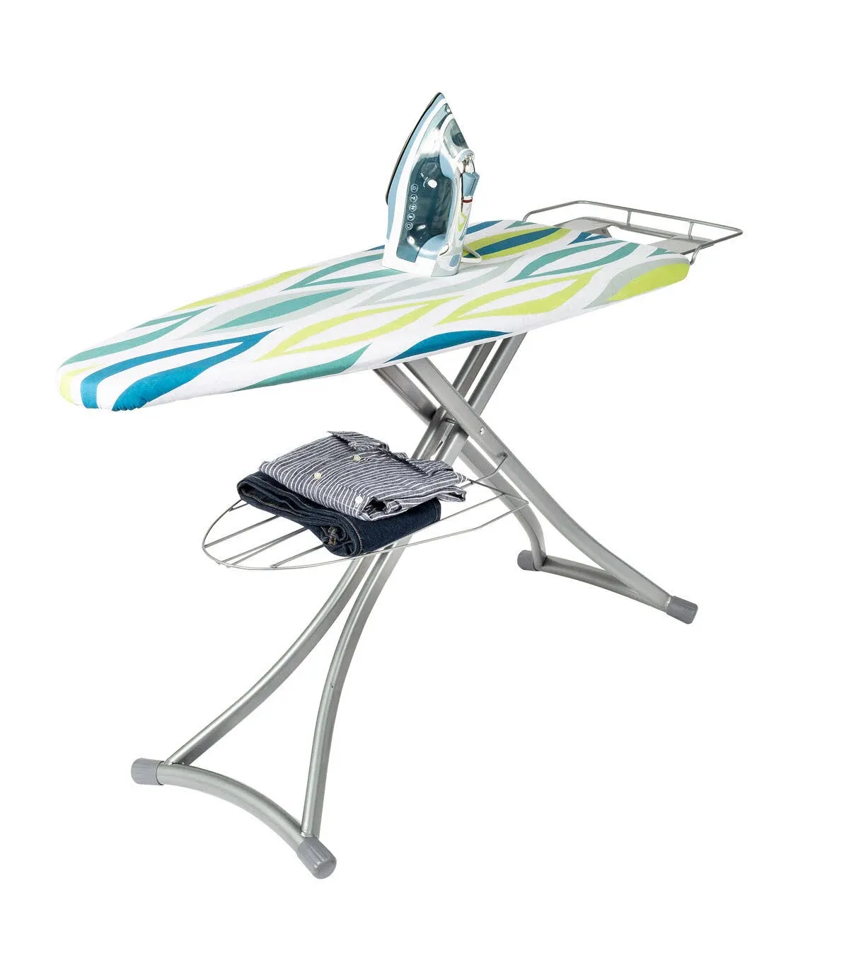 Honey-Can-Do Multi-Color Folding Ironing Board with Rest and Shelf