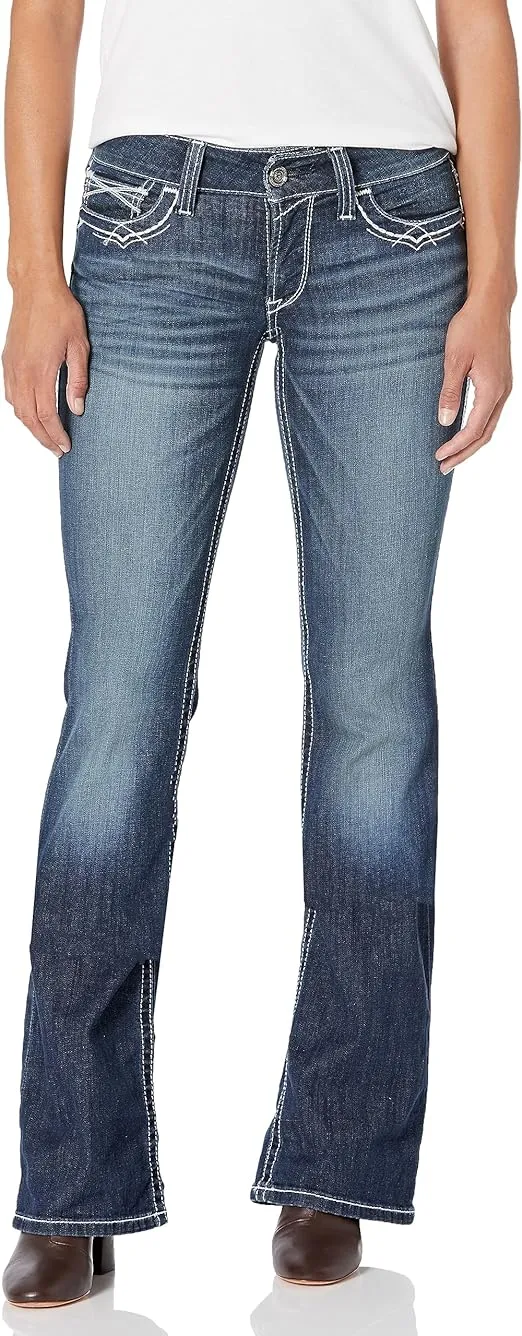 Ariat Women's R.E.A.L. Mid Rise Stretch Whipstitch Boot Cut Jean
