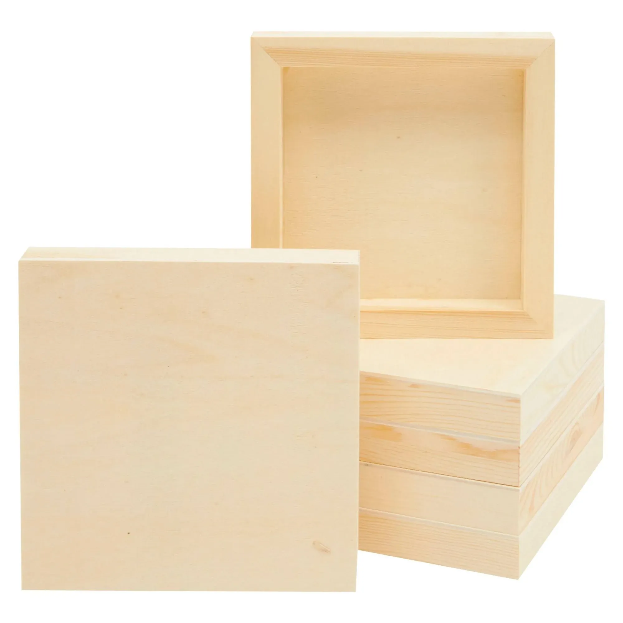 6 Pack Unfinished Wood Canvas Boards for Painting 6x6 Square Wooden Panels fo...