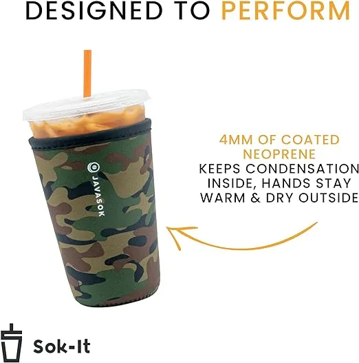 Sok It Java Sok Iced Coffee & Cold Soda Insulated Neoprene Cup Sleeve (Picnic Basket, Large: 30-32oz)