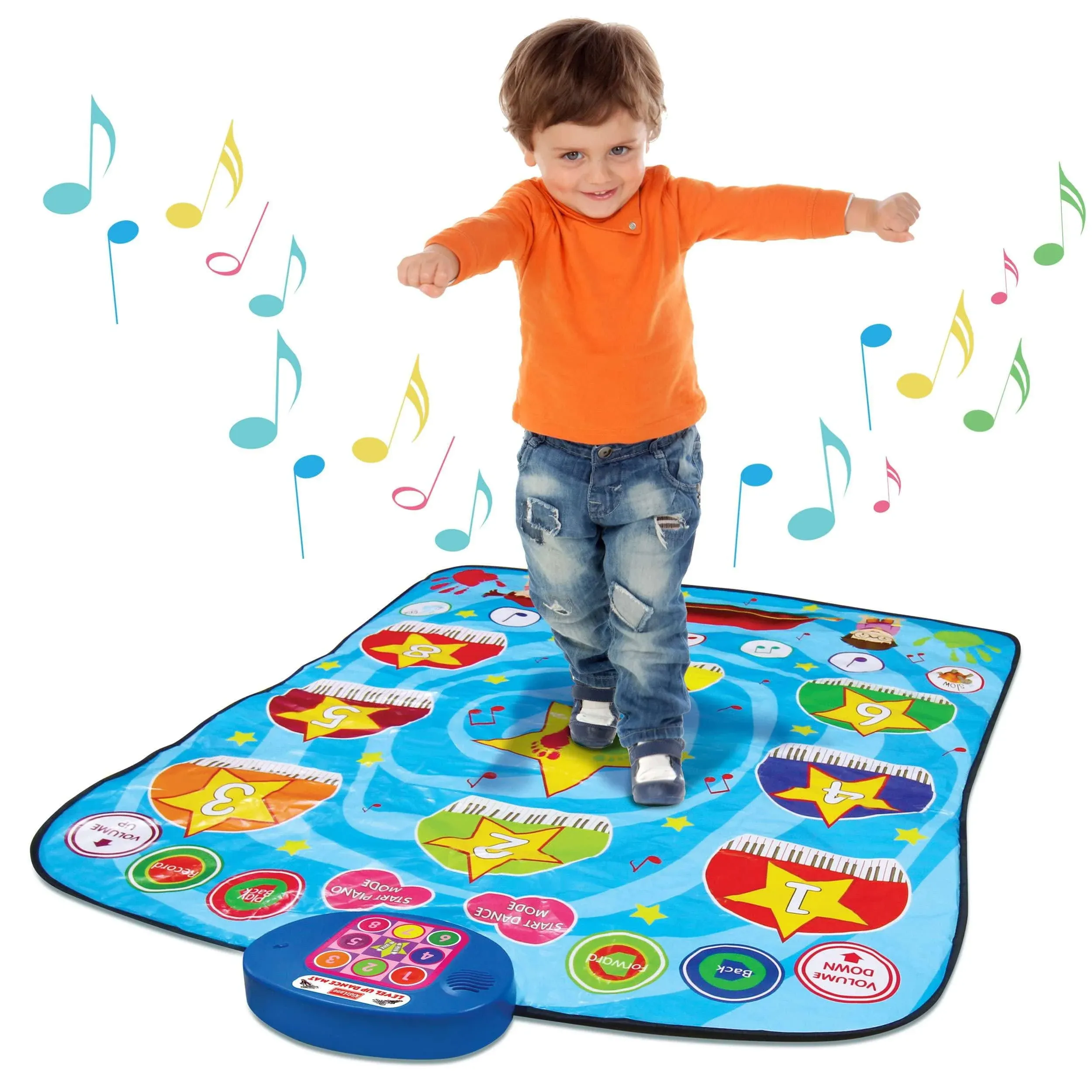 Kidzlane - Level Up Dance Matt | Musical Mat - Dance Game Toy Gift for Kids Girls Boys - Piano mat Ages 3+, Adjustable Volume, Built-in Music, 5 Challenge Levels (35"X45")