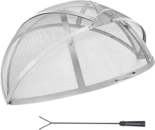 Firepit Spark Screen Lid, 30" Diameter, Outdoor Firepit Ring Cover Round Accessories, Fire Pit Metal Cover, Easy-Opening Stainless Steel Fire Ring Covers for Outdoor Patio Fire Pits Backyard
