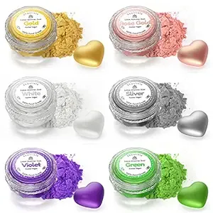 Luster Dust Fine Edible Glitter Set - 6 Colors Food Grade Edible Shimmer Dust Vegan Food Coloring Powder for Drinks, Chrismats Cake Decoration, Chocolates, Cookies, Icing, Pops & Paints(3 Grams/Jar)