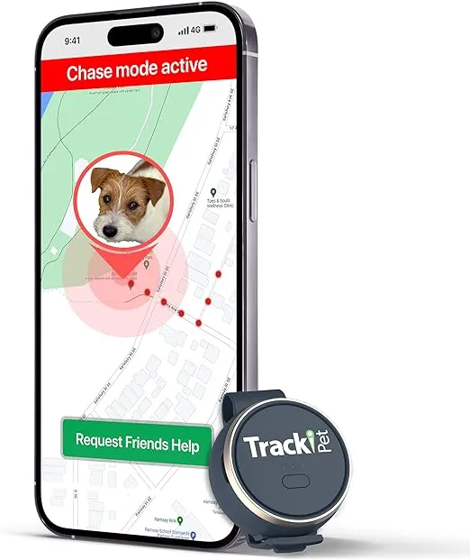 Tracki Dog GPS Tracker Tiny & Light Waterproof Fits All Pet Collars, Unlimited Distance Works Worldwide Mini Size Smart Locator Subscription Required