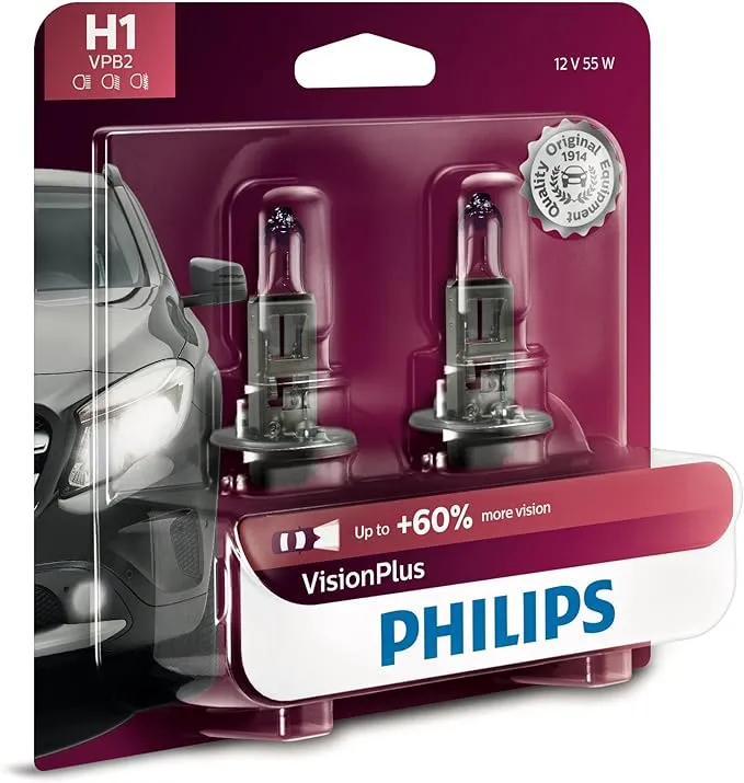 Headlight Bulb-Visionplu<wbr/>s - Twin Blister Pack Philips H1VPB2