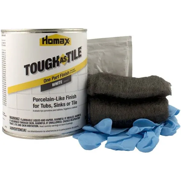 Homax Tub and Tile Refinishing Kit, White, 21 oz, Brush On, Tough as Tile Kit