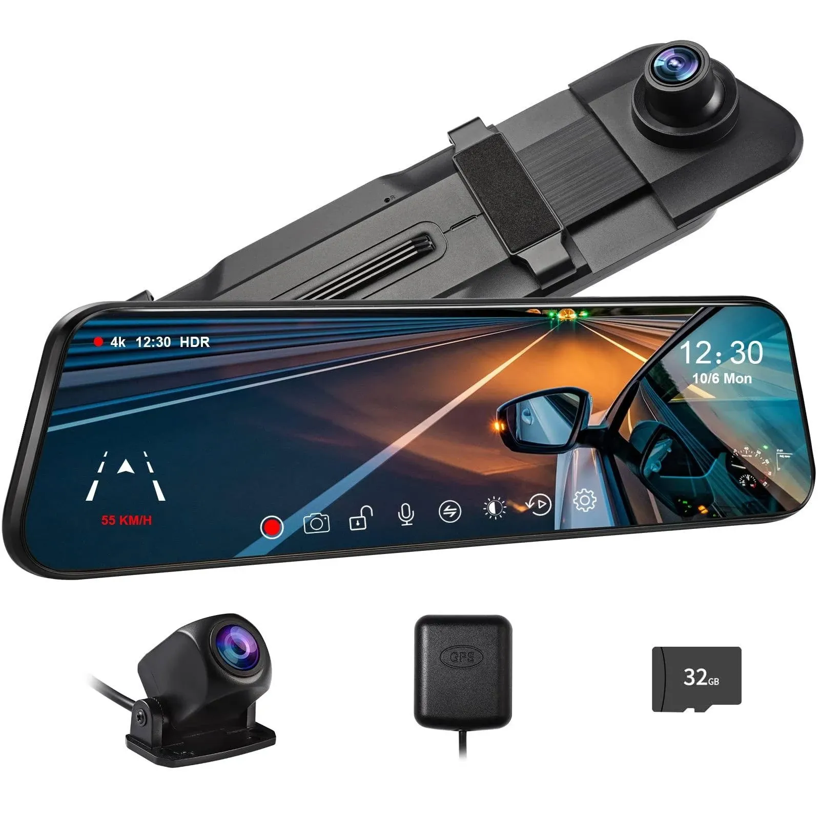 Pelsee P10 Pro 10 4K Mirror Dash Cam, Rear View Mirror Camera Smart Driving ...