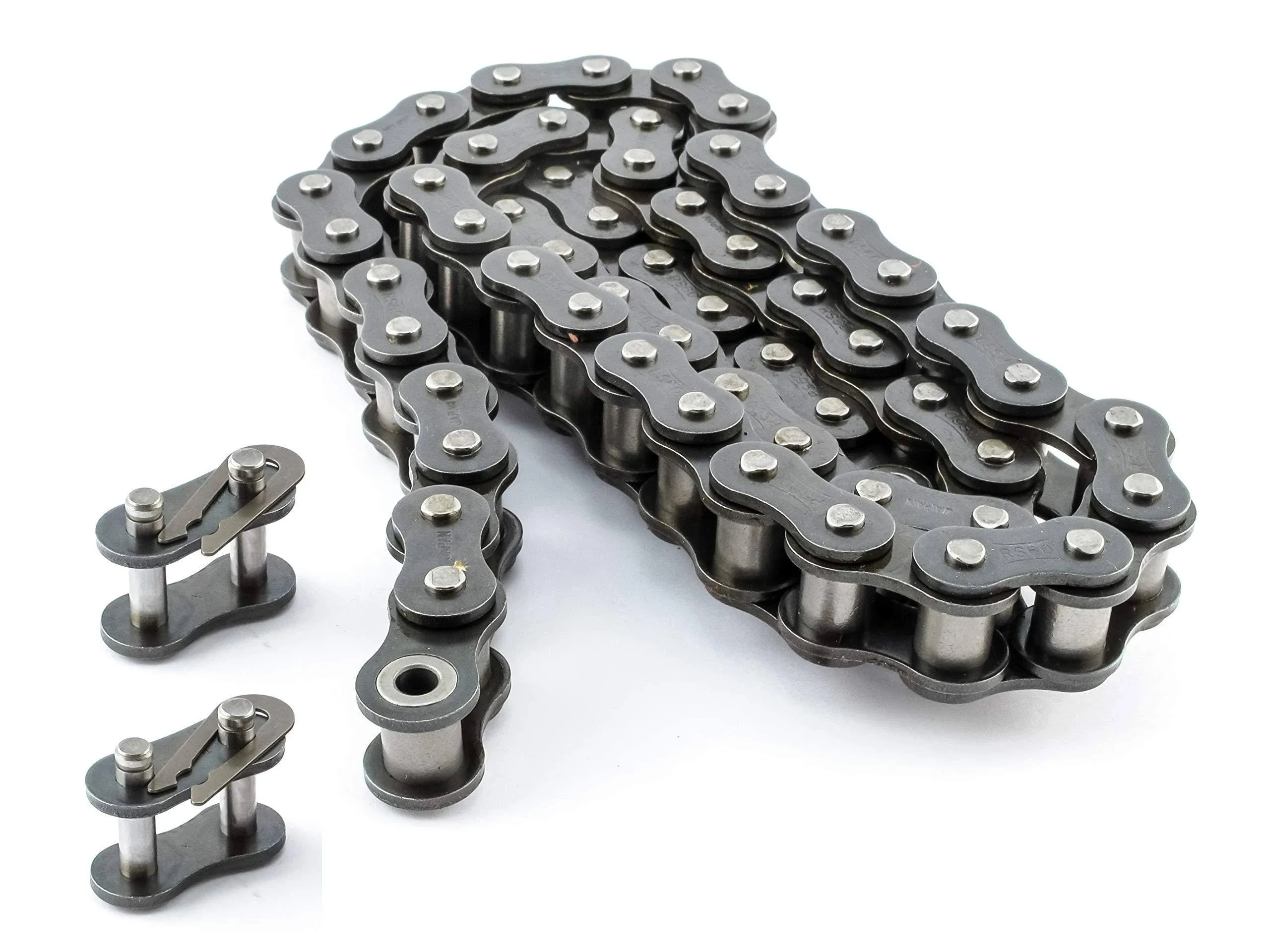 #60 Roller Chain - 10 Feet + 2 Free Connecting Links - Carbon Steel Chain - 159 