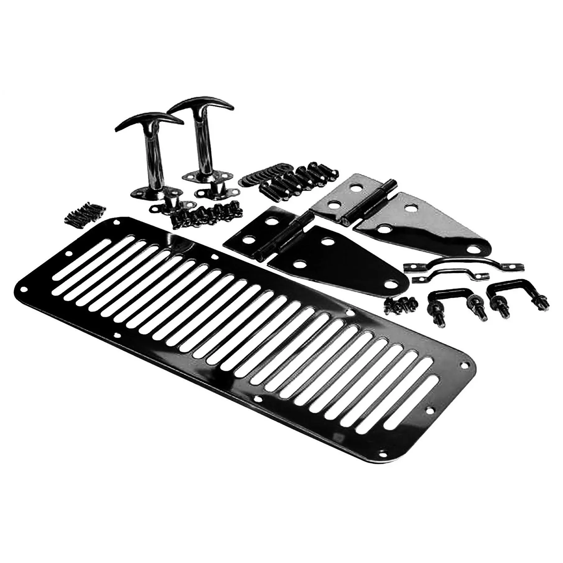 Rampage Jeep Complete Hood Kit; Black Wrangler 7699 YJ