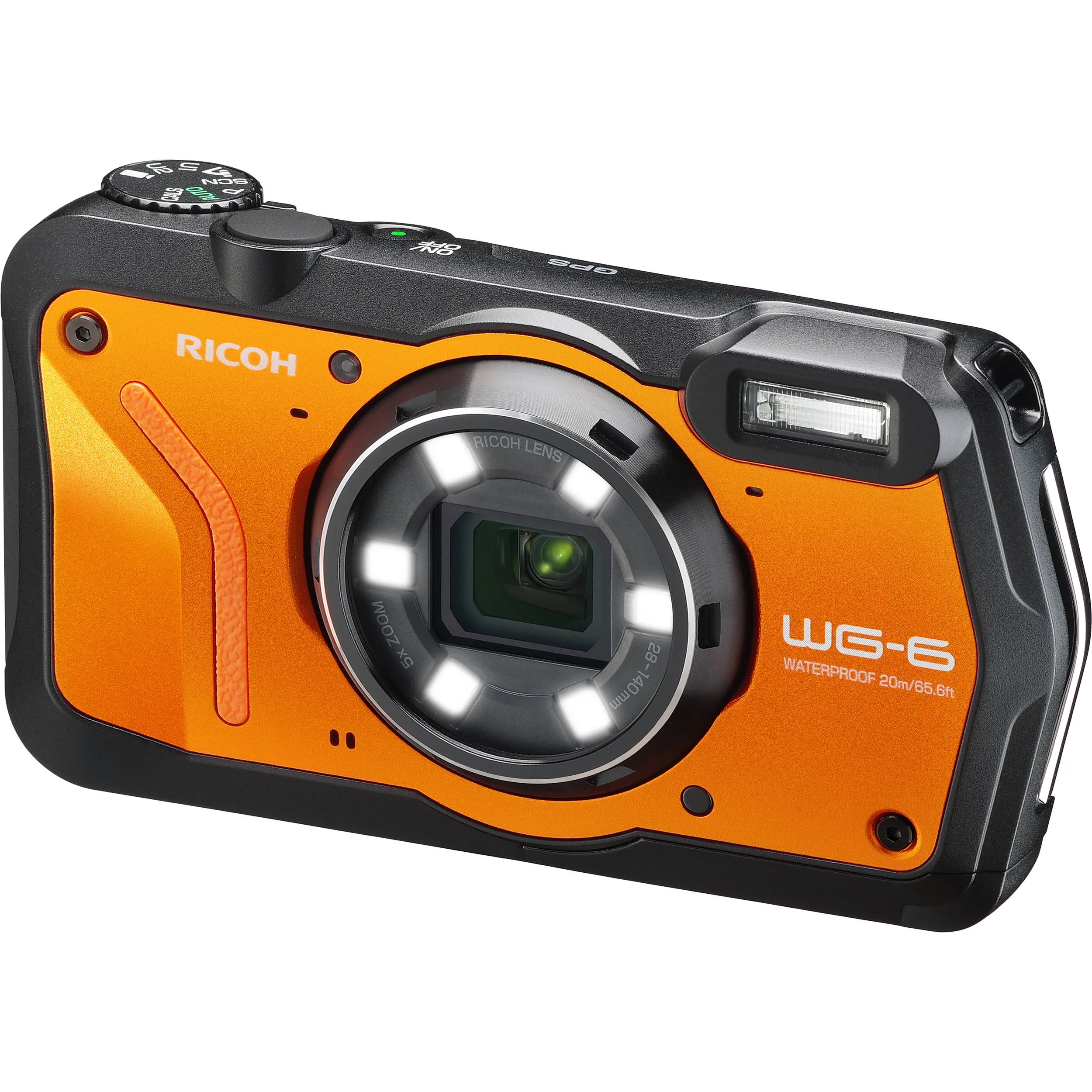 Ricoh WG-6 Webcam Orange Waterproof Camera 20MP Higher Resolution Images 3-Inch LCD Waterproof 20m Shockproof 2.1m Underwater Mode 6-LED Ring Light for Macro Photography