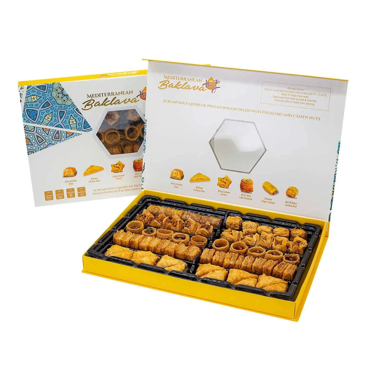 Mediterranean Handmade Baklava Bundle with Honey, 2-Pack 1.98 lbs Eac