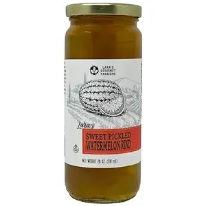 Lara's Sweet Pickled Watermelon Rind - Gourmet Pickling Delight in 20oz Glass Jar