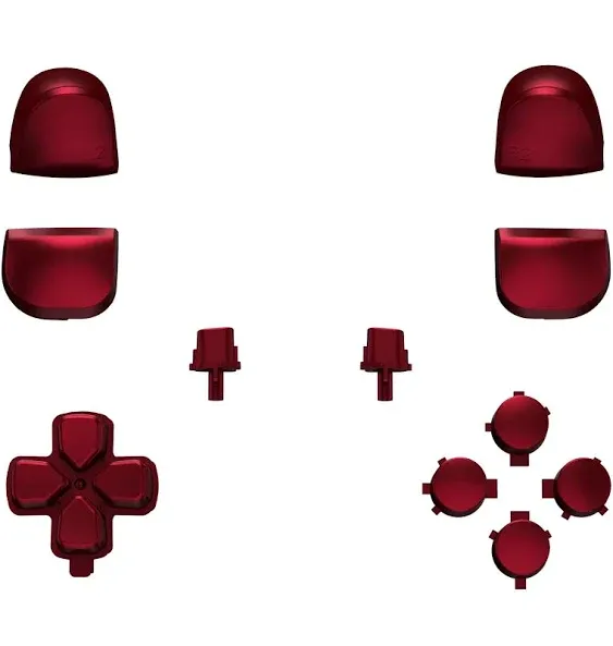 eXtremeRate Replacement Full Set Buttons Compatible with PS5 Controller BDM-030/040 - Scarlet Red