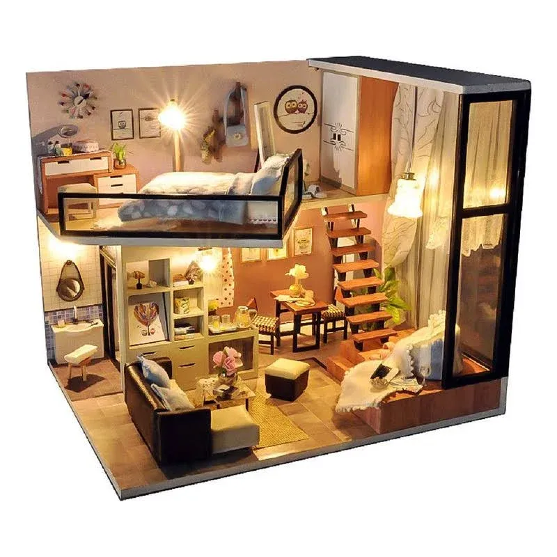 Kisoy Romantic and Cute Dollhouse Miniature DIY House Kit Creative Room Perfect ...