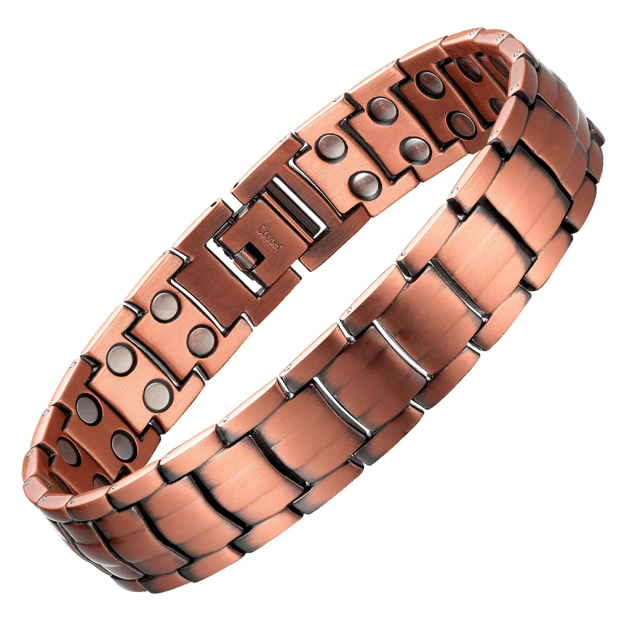 MagEnergy Copper Bracelet for Men, 99.9% Pure Copper Magnetic Bracelet with Double Row Magnets Adjustable Health Jewelry Gifts