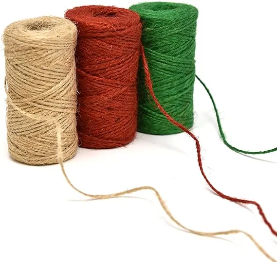 Gift Boutique Christmas Baker's Jute Twine, 3 Rolls of Red, Green and Natural Holiday Decorative String for Arts 'n' Crafts, Packing, Wrapping and Party Supplies, 450 Feet