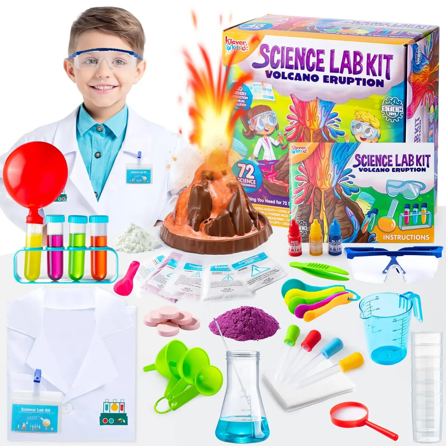 Klever Kits 72 Science Kits for Kids Scientific Experiments Magic Set with Lab ...