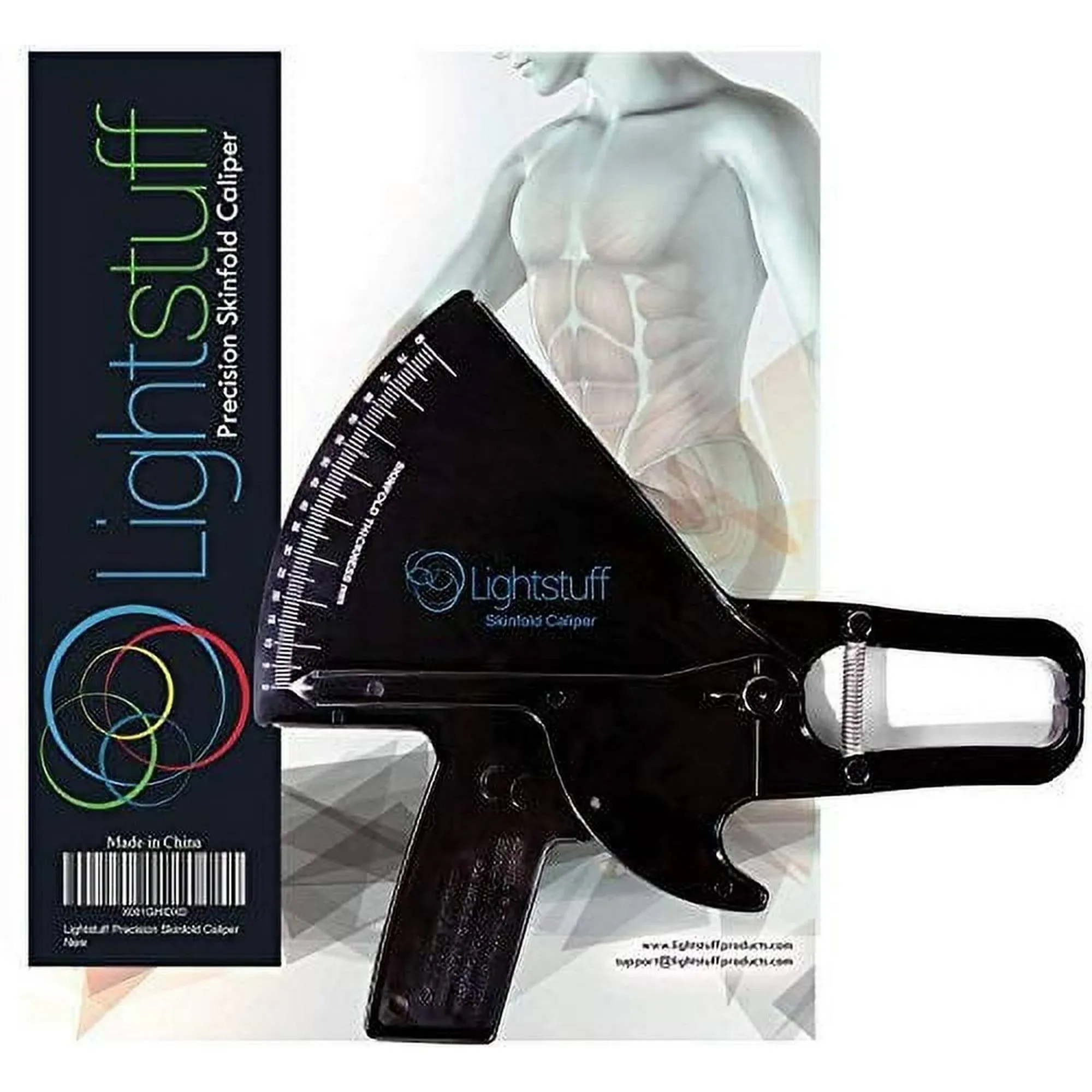 Lightstuff Precision Skinfold Caliper - Easy, Reliable Tool for Monitoring Body Fat - Quick Start Guide for Beginners, Detailed Booklet for Advanced Users - Measures up to 80mm in Skin Fold Thickness