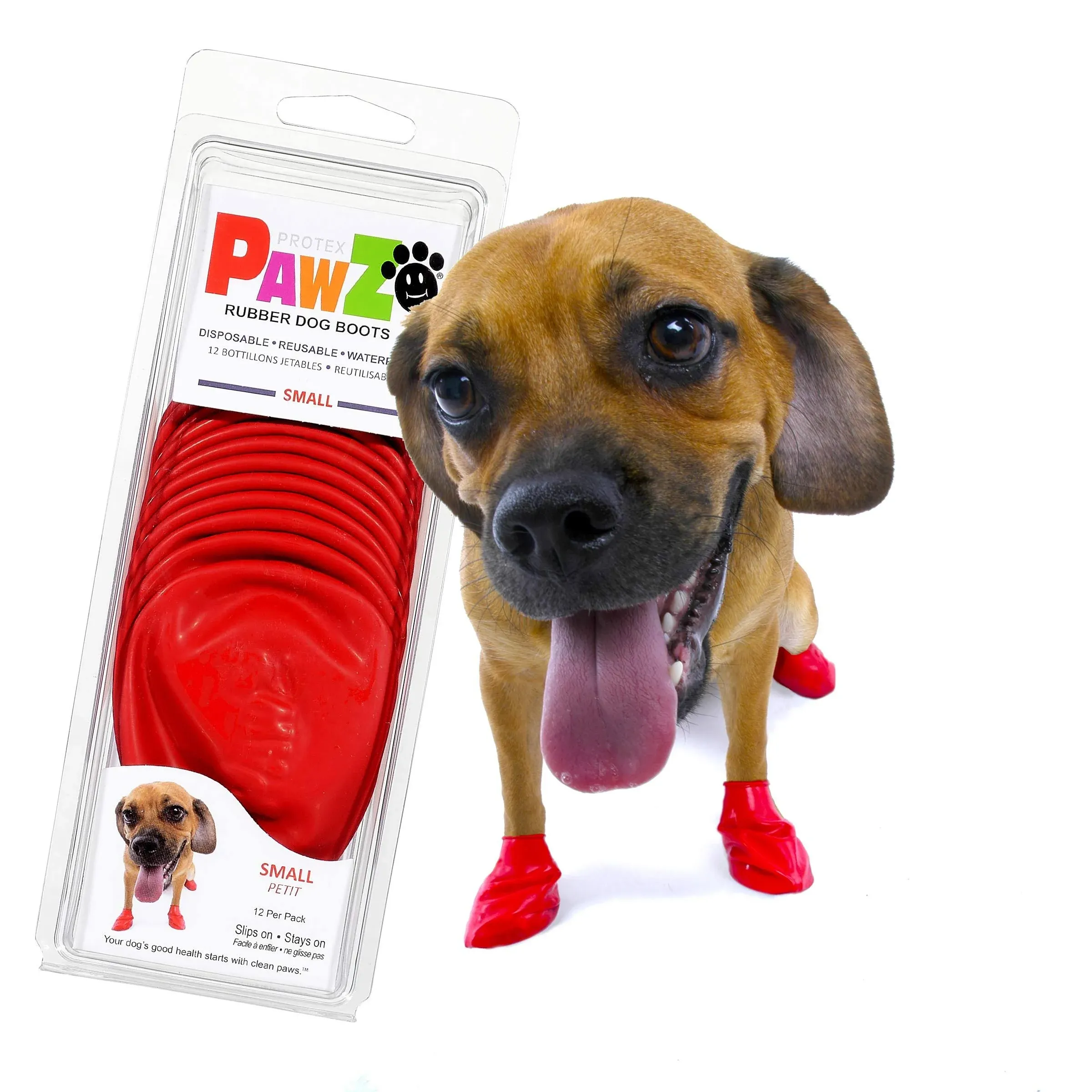 PawZ Protex Small Rubber Dog Boots 4 Count NEW