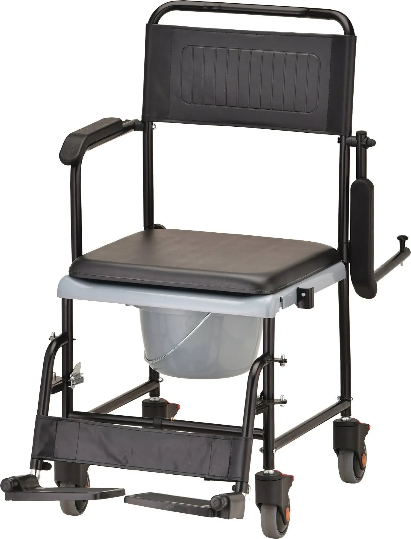 Nova Medical Drop Arm Transport Chair Commode With Wheels