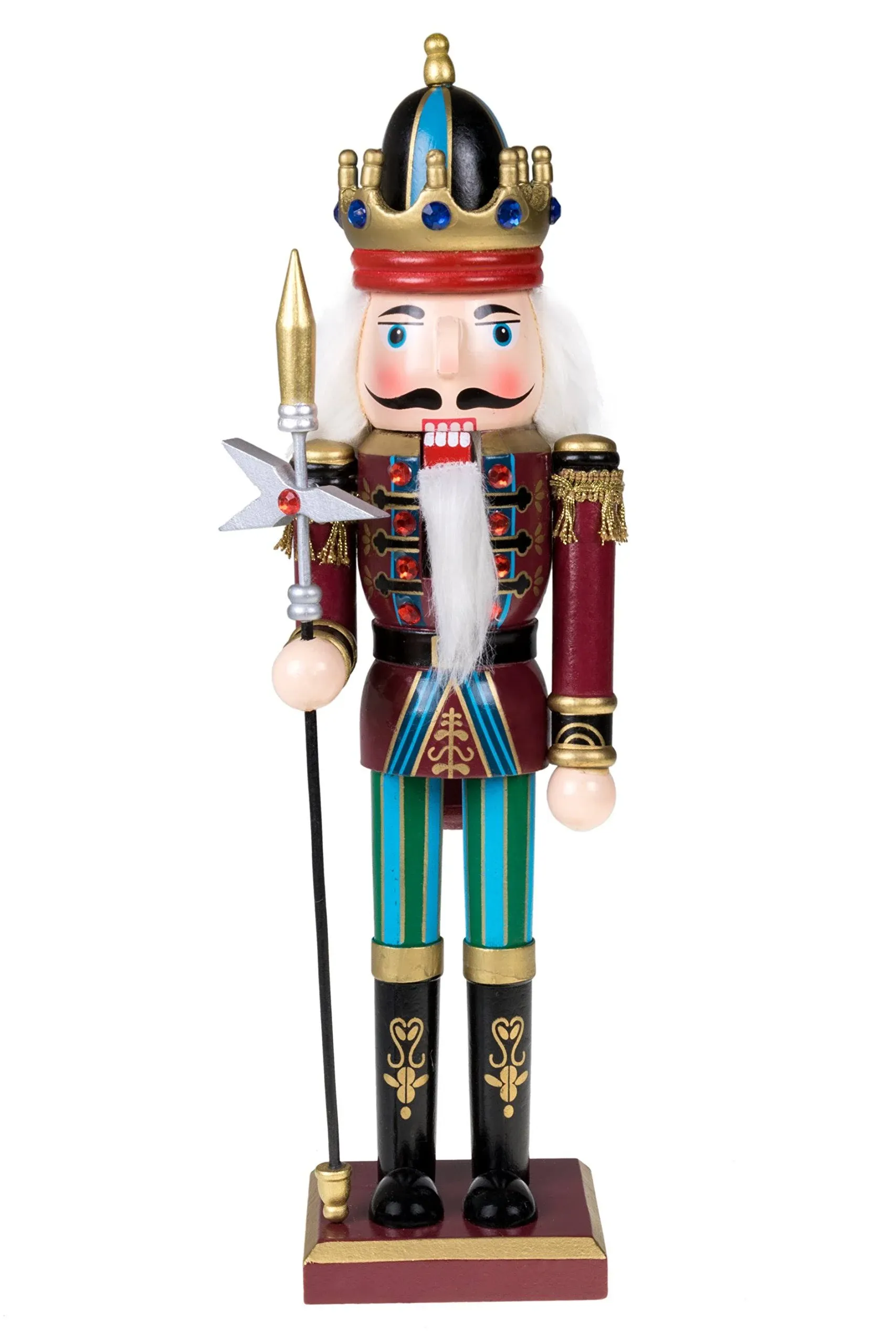 Clever Creations King 12 Inch Traditional Wooden Nutcracker, Festive Christmas Décor for Shelves and Tables