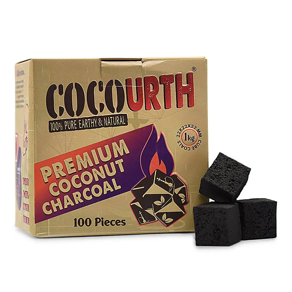 CocoUrth Natural Coconut Charcoals Mini Cubes 100 Pieces