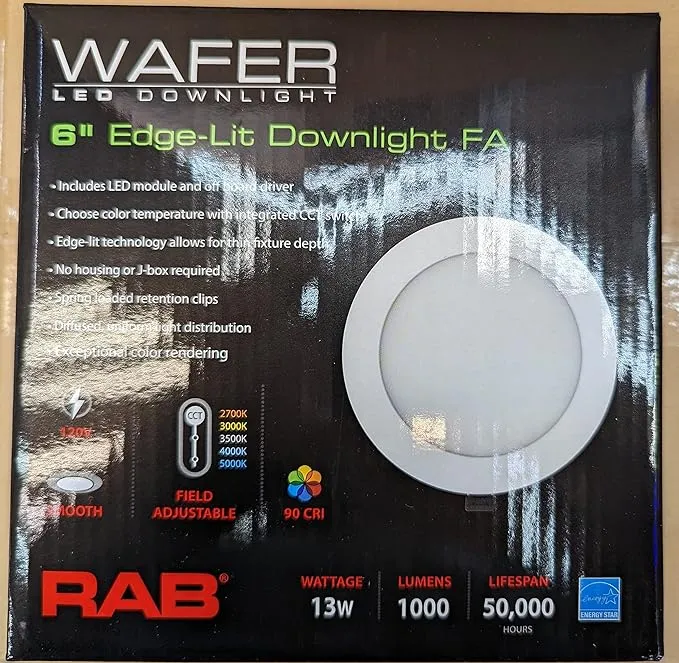 RAB WFRL6R 6" Round Edge-Lit Wafer