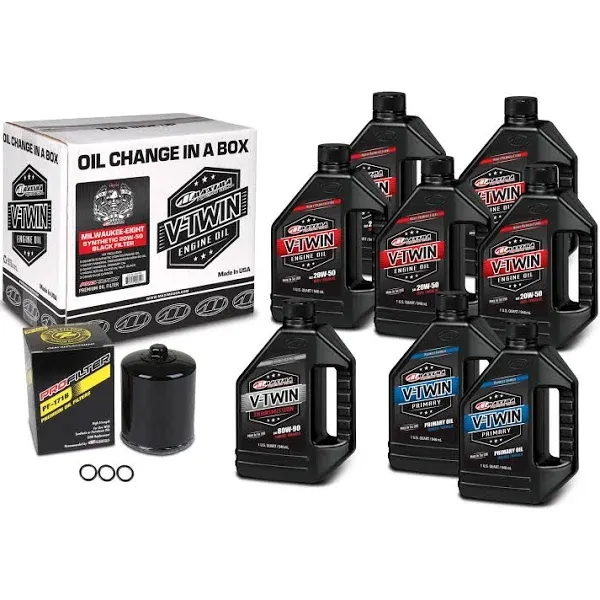 Maxima V-Twin Oil Change Kit Synthetic M8 Black Filter