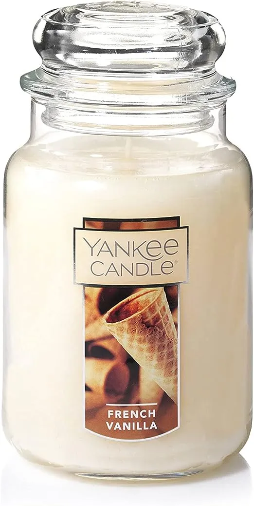 Yankee Candle French Vanilla Scented, Classic 22oz Large Jar Single Wick Candle, Over 110 Hour Burn Time, Ideal for Entertaining, Personal Relaxation, Gifting