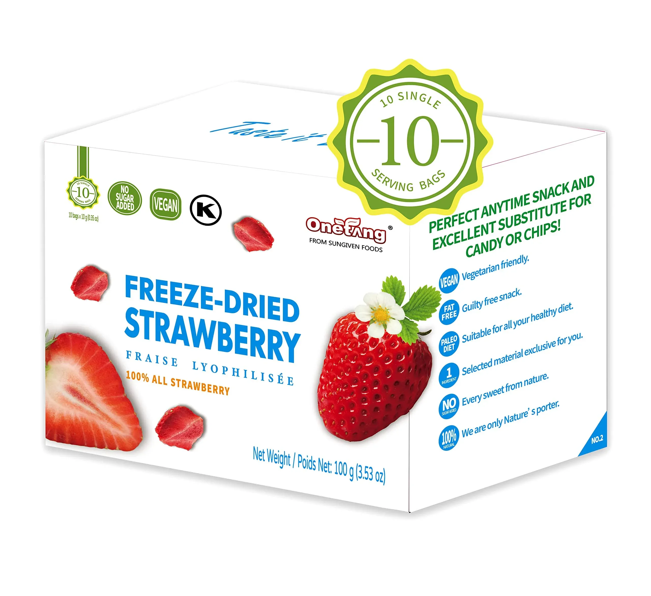 ONETANG Freeze-Dried Fruit Strawberry 10 Pack Single-Serve Pack