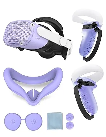 for Oculus Quest 2 Controller Silicone Cover, Protective Case Set Accessories for Meta VR, Multi Colors Soft Shell Skin (Purple)