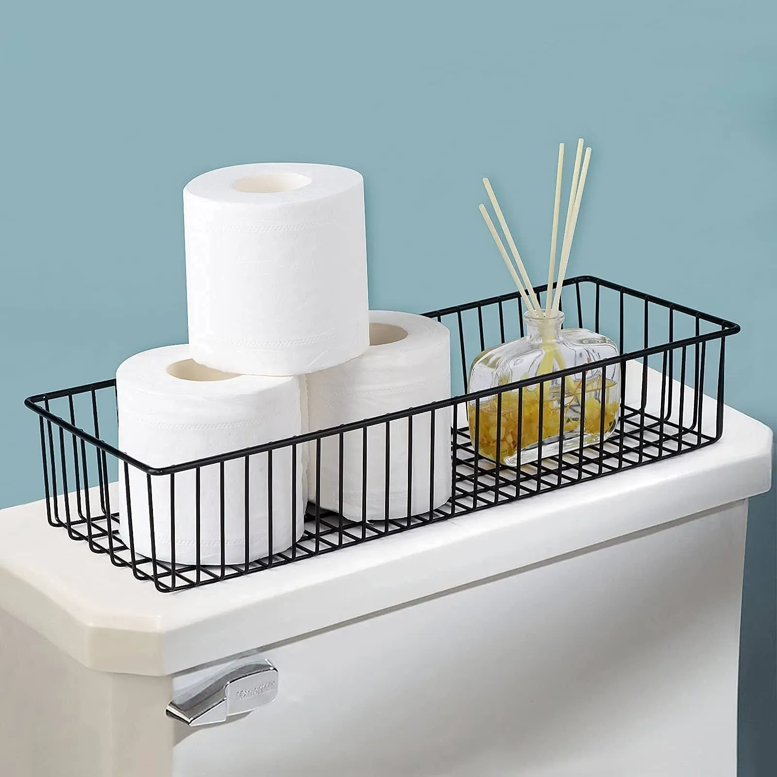 Wetheny Farmhouse Decor Metal Wire Organizer Storage Basket Bin (1 Pack) -Toilet ...