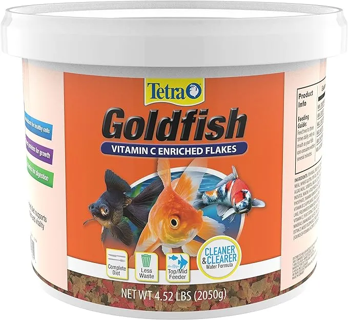 Tetra Goldfish Flakes, Nutritionally Balanced Diet For Aquarium Fish, Vitamin C Enriched Flakes, 4.52 lbs oz