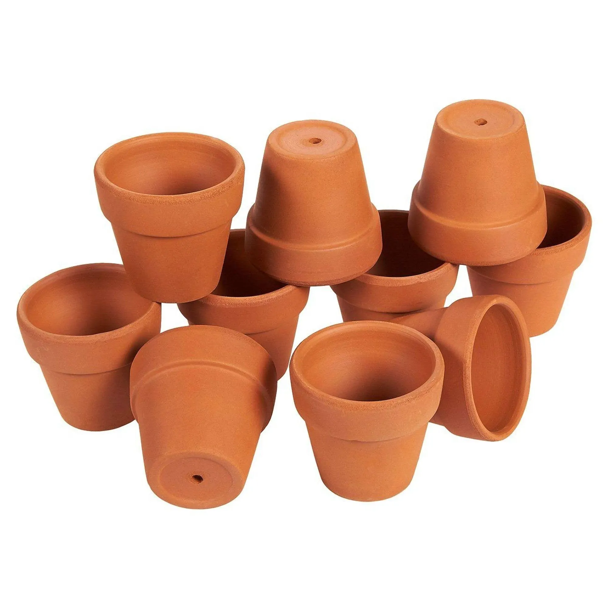 Juvale 10 Pack Terracotta Planter Pots with Drainage Holes, Small Clay Brown 