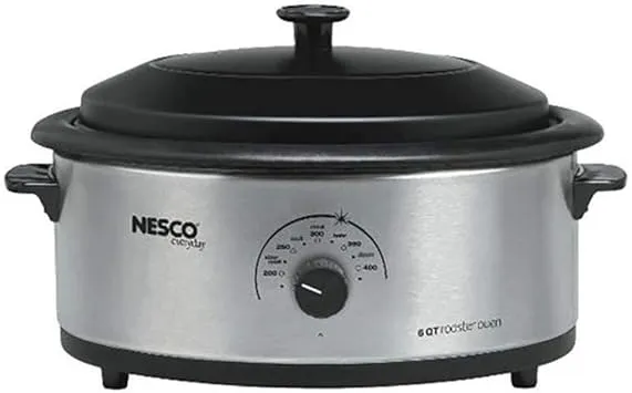 Nesco 4816-25PR 6-Quart Porcelain Roaster Oven (Stainless Steel)