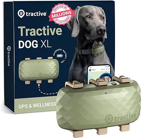 Tractive XL GPS Tracker for Large Dogs - Waterproof, GPS Location & Smart Pet Activity Tracker, Unlimited Range, Works with Any Collar (Green)