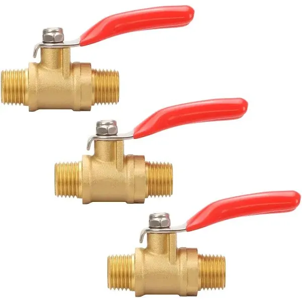 3 Pcs 1/4&#034; Brass Water Mini Ball Valve Shut Off Switch with 180 Degree Operat...