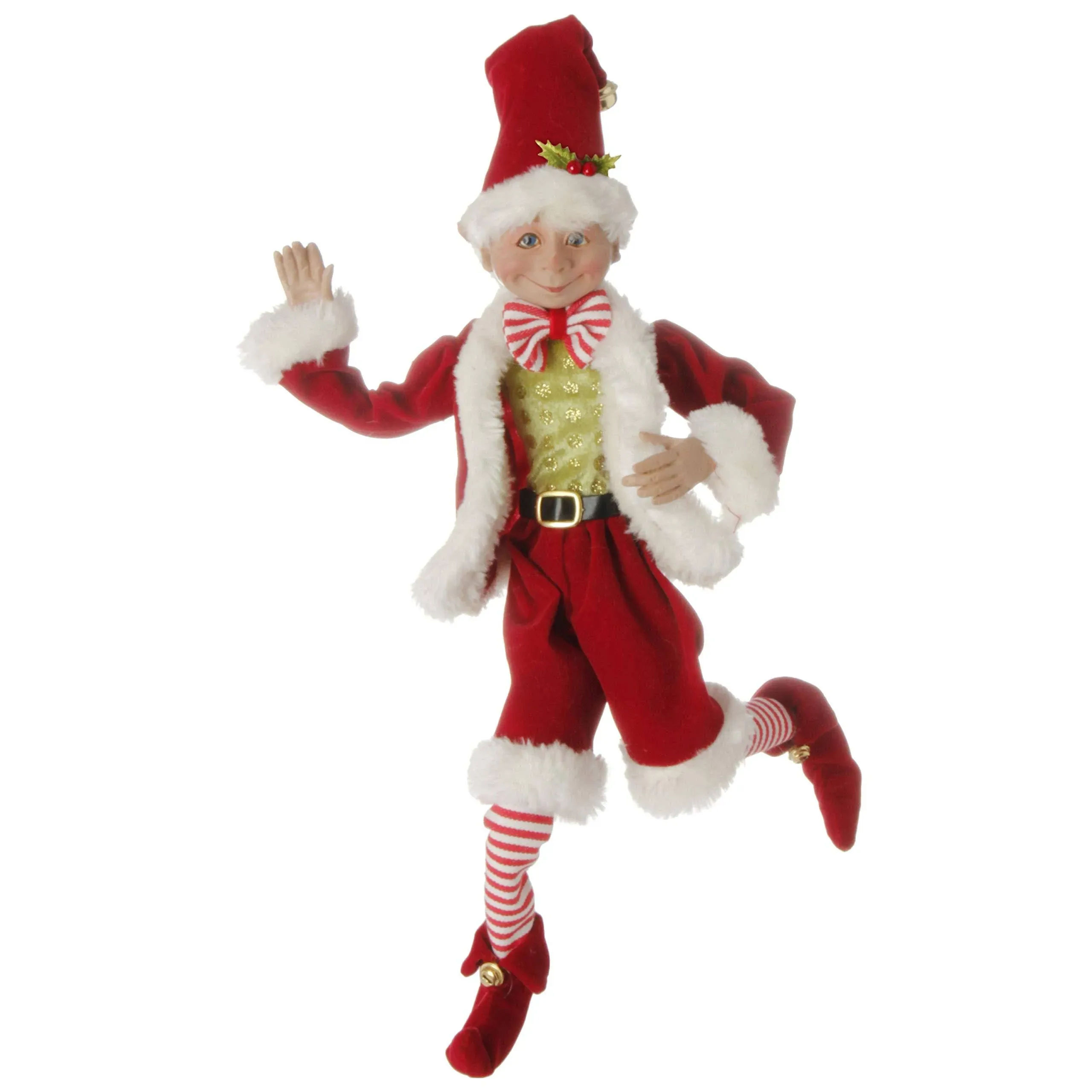 Posable Elf in Santa Outfit Christmas Decor by Raz Imports- NWT-16”