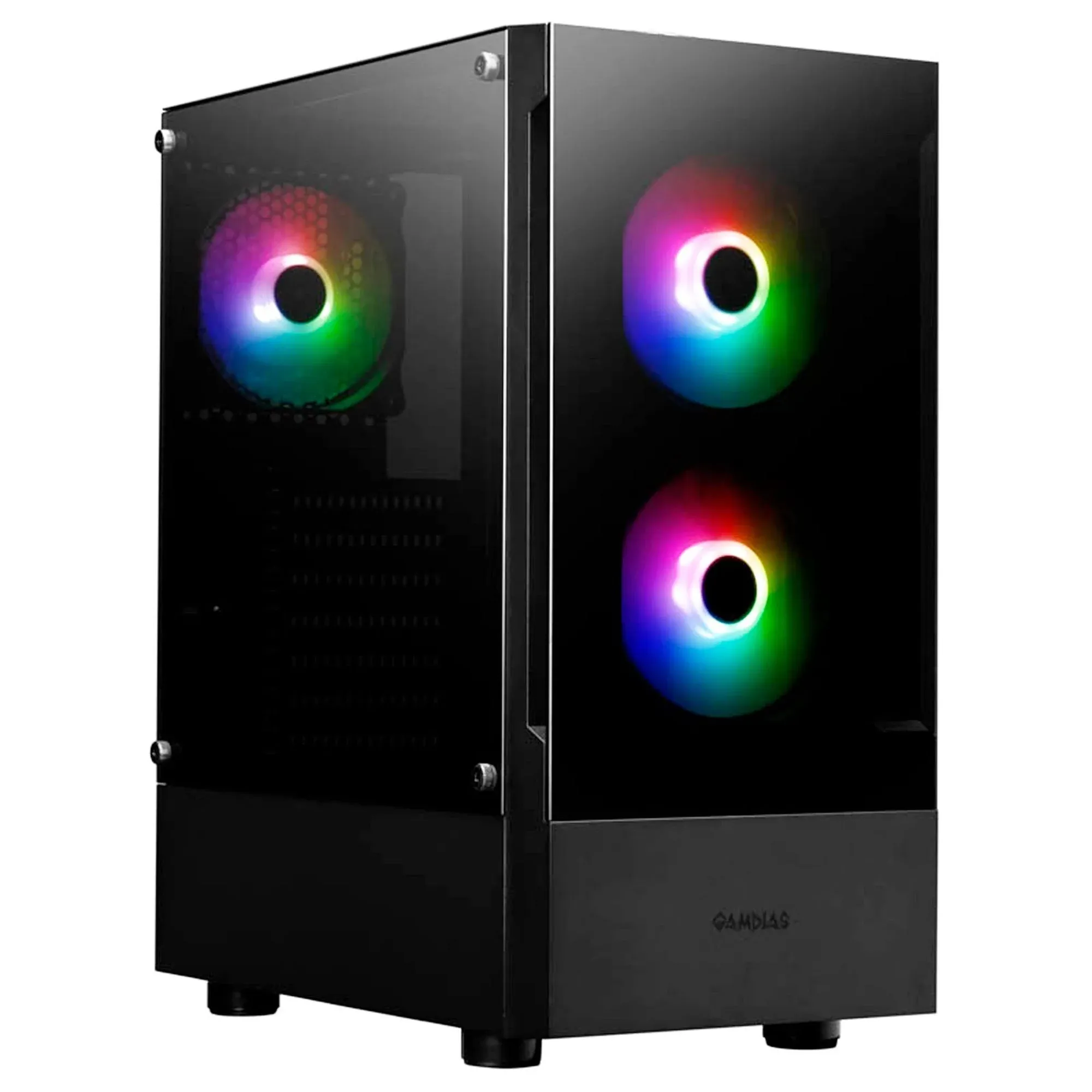 Gamdias RGB Gaming ATX Mid Tower Computer PC Case with Side Tempered Glass Panel and a Magnetic Dust Filter & 3 Built-in 120mm ARGB Fans