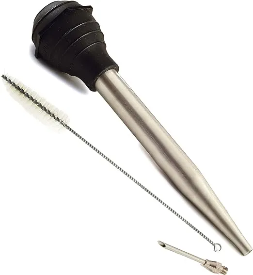 Norpro Deluxe Stainless Steel Baster with Injector and Cleaning Brush