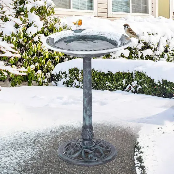 ZenStyle 28" H Resin Sitting Pair Bird Bath Pedestal Outdoor Garden Décor