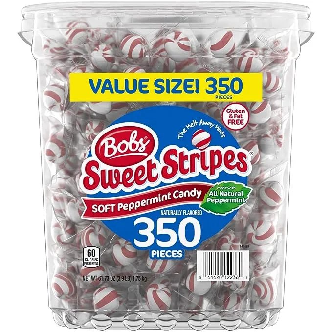 Bobs Sweet Stripes Soft Peppermint Balls - 350 count, 61.73 oz jar